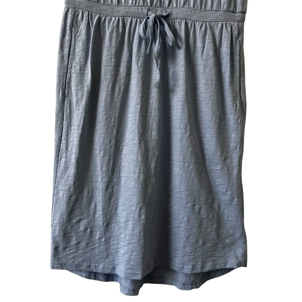 Pact Organic Cotton Slub Weekend Dress Blue Drawstring Casual Minimalist S